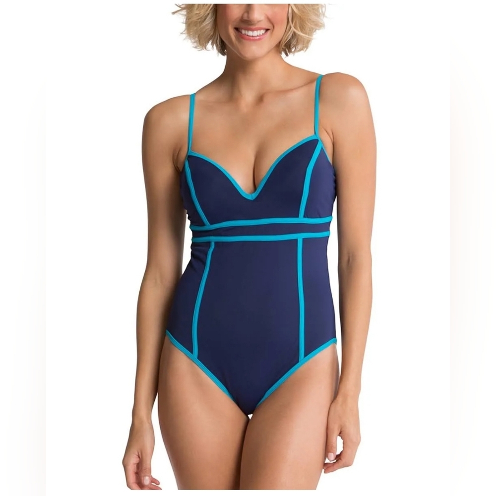 SPANX Blue One Piece Swimsuit with Empire Waist
